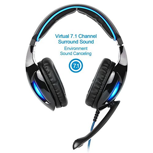 SADES SA902 7.1 USB Surround Sound PC Headsets Over-Ear Gaming Headphones with Microphone LED Light