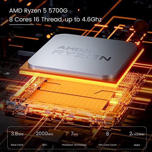 MINISFORUM Elitemini B550 Mini PC AMD Ryzen 7 5700G Windows 11 Pro Mini Computer, 32G RAM+512G SSD, 2xHDMI+DP 4K@60Hz Outputs, 2X SSD Slot, 4X USB 3.2, Radeon Graphics, Support Discrete Graphics Card