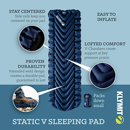 Klymit Static V Lightweight Sleeping Pad, Navy Blue, OS