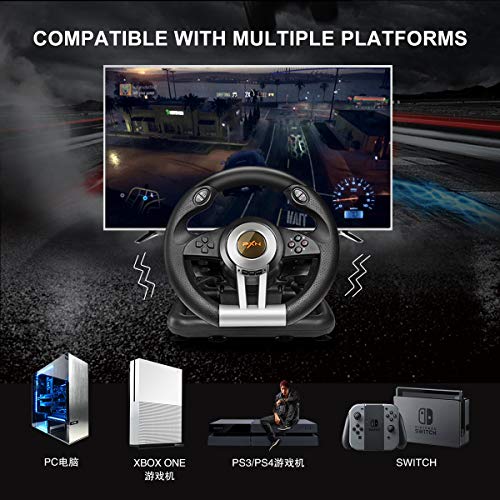 Xbox Steering Wheel - PXN V3II 180° Gaming Racing Wheel Driving Wheel, with Linear Pedals and Racing Paddles for Xbox Series X|S, PC, PS4, Xbox One, Nintendo Switch - Black