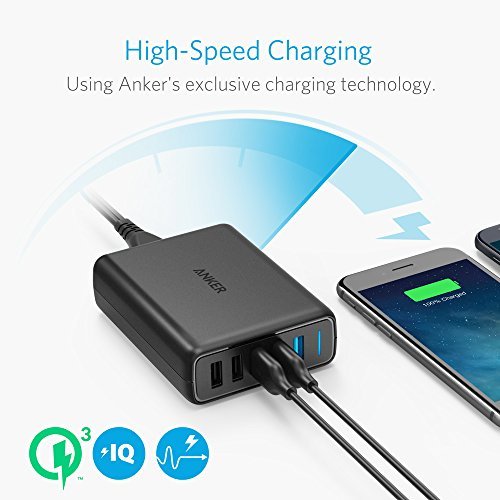 Anker Quick Charge 3.0 63W 5-Port USB Wall Charger, PowerPort Speed 5 for Galaxy S10/S9/S8/S7/S6/Edge/+, Note 8/7 and PowerIQ for iPhone XS/Max/XR/X/8/7/6s/Plus, iPad, LG, Nexus, HTC and More