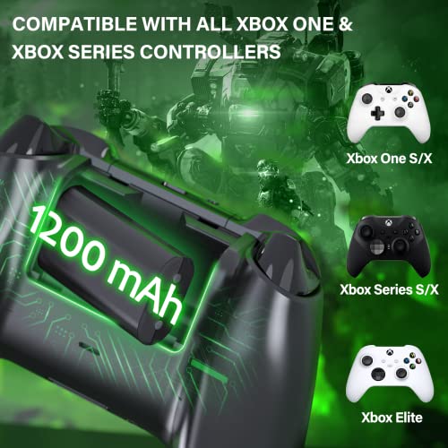 Rechargeable Battery Packs for Xbox One/Xbox Series X|S,YCCTEAM 4x1200mAh Battery Packs Charger Station for Xbox Series X|S, Xbox One S/One X/One Elite Controllers-Accessories Kit for Xbox One