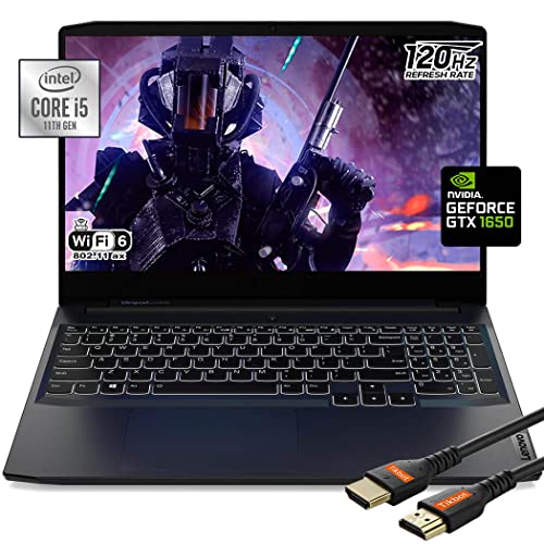 Lenovo IdeaPad3 Gaming Laptop, Intel Core i5-11300H, 15.6” FHD IPS Display, Backlight Keyboard, 120Hz Refresh Rate, USB Type-C, Wi-Fi 6, Windows 11, HDMI Cable (8GB RAM | 512GB PCIe SSD)