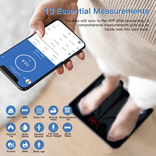 【Body Fat Scale and Smart Body Tape Measure Combo】via Bluetooth Phone App, Digital Bathroom Scales for Weight, Body Fat, BMI, Body Composition, Digital Measuring Tape for Fitness Body Measurement