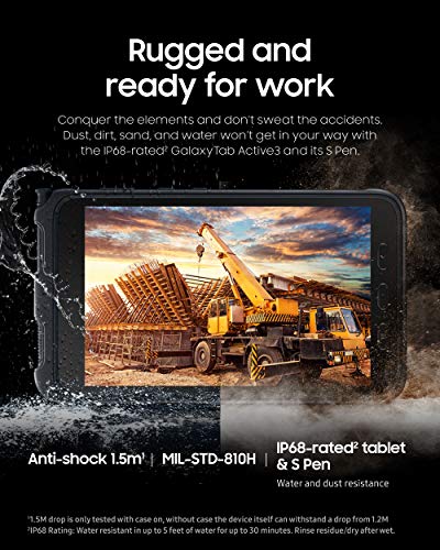 Samsung Galaxy Tab Active3 Enterprise Edition 8” Rugged Multi Purpose Tablet |128GB & WIFI & LTE (UNLOCKED) | Biometric Security (SM-T577UZKGN14), Black