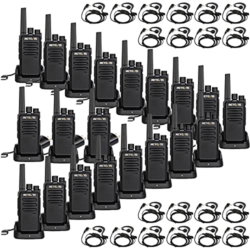 Retevis RT68 Walkie Talkies with Earpiece,2 Way Radios Long Range,Heavy Duty Walkie Talkies for Adults,Rechargeable with USB Charger Base, for Restaurant School Manufacturing Healthcare(20 Pack)