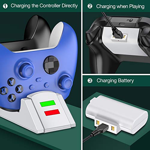 Controller Charger for Xbox one, Controller Charging Station Compatible with Xbox Series X|S/One/X/S/Elite, Charger for Xbox One Battery Pack with 2 x 1200mAh Rechargeable Battery