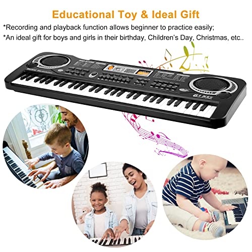 61 Keys Piano Keyboard Digital Music Electronic Keyboard Electric Piano Musical Instrument Kids Learning Keyboard with Microphone For Beginners Kids Girls Boys