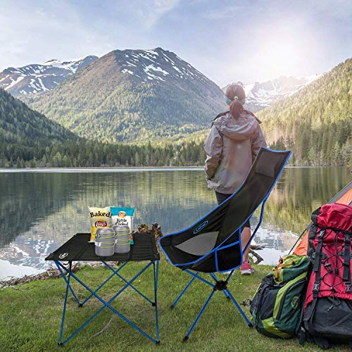 G4Free Upgraded Outdoor 2 Pack Camping Chair Portable Lightweight Folding Camp Chairs with Headrest & Pocket High Back High Legs for Outdoor Backpacking Hiking Travel Picnic Festival (Dark Blue)