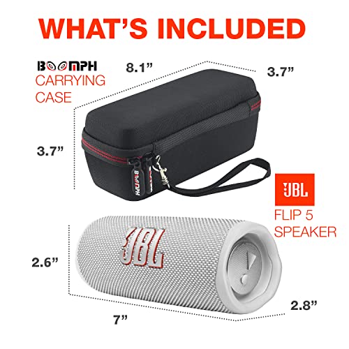 JBL FLIP 6 Portable Wireless Bluetooth Speaker IP67 Waterproof On-The-Go Bundle with Authentic Boomph Hardshell Protective Case - White