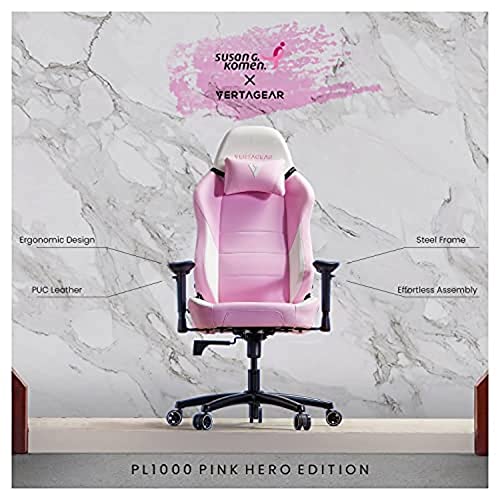 VERTAGEAR PL1000-PK Gaming Chair, White Pink