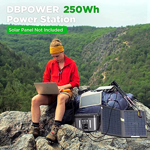 DBPOWER Portable Power Station, Peak 350W Backup Lithium Battery 250Wh 110V Pure Sine Wave AC Outlet Solar Generator Supply(Solar Panel Not Included) for Emergency Outdoor Camping Fishing Hunting CPAP