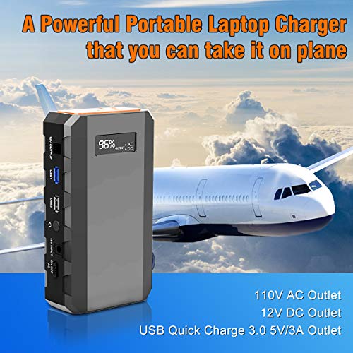 88.8Wh|65Watts Portable Laptop Phone Charger with AC DC USB Outlets, A Super Travel Portable Battery Pack & Power Bank for HP Notebooks, MacBook, iPad, iPhone