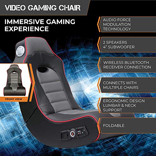 X Rocker 5172601 Gaming Chair, 36.81 x 32.28 x 20.89, Black/Red Piping