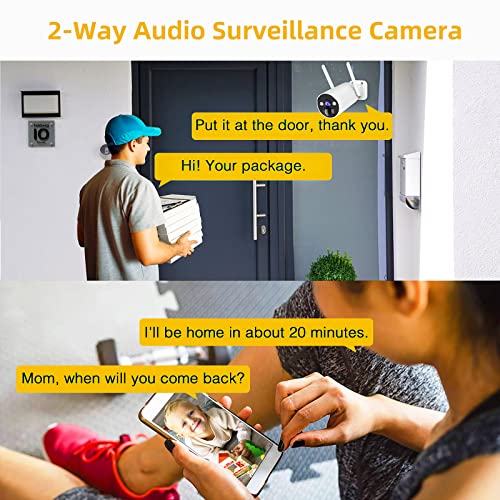 【3MP Color Night Vision + Motion Detection】 CAMCAMP Wireless Home Security System with 180-Day Battery Life, 100% Wire-Free, 2 Way Audio, APP Remote(Include Base Station & 4 Camera), IP66 Waterproof