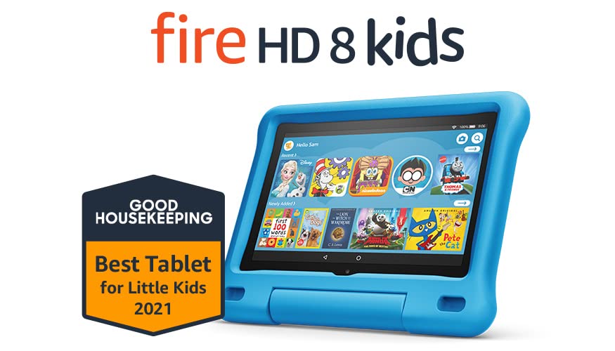 Fire HD 8 Kids tablet, 8" HD display, ages 3-7, 32 GB, Blue Kid-Proof Case