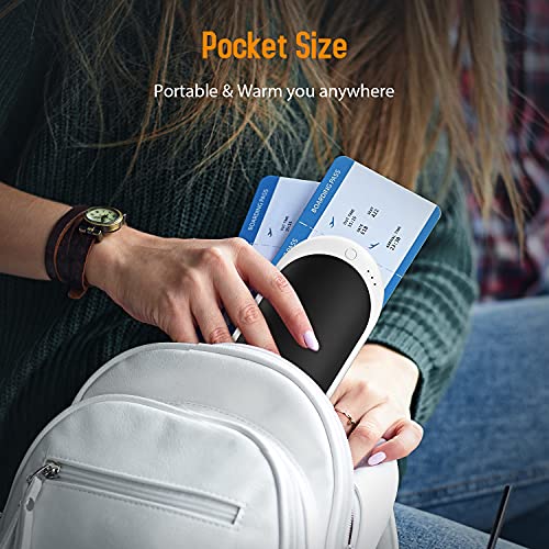 BESKAR Rechargeable Hand Warmer, 7800mAh Electric Hand Heater with Max 12Hrs Warming Time, Double-Sided Heating, USB Quick Charge, Portable Pocket Hand Warmer for Outdoor, Golf, Raynauds - Winter Gift