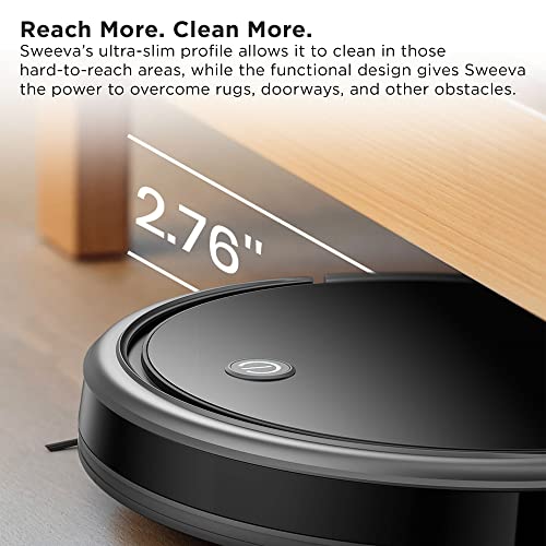 TCL Sweeva 2000 Robot Vacuum Cleaner Ultra Slim 2.76inch, 2000Pa Suction for Pet Hair, Hard Floor & Medium-Pile Carpets, 150mins Runtime, Washable HEPA Filter, WiFi & Alexa/Google Enabled