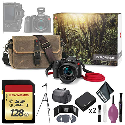 Leica V-LUX (Typ 114) Digital Camera Explorer Kit - 128GB - Memory Card Wallet - Reader - Battery x2-72" Tripod - Case