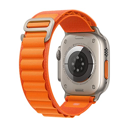 Apple Watch Ultra [GPS + Cellular 49mm] Smart Watch w/Rugged Titanium Case & Orange Alpine Loop Medium. Fitness Tracker, Precision GPS, Action Button, Extra-Long Battery Life, Brighter Retina Display