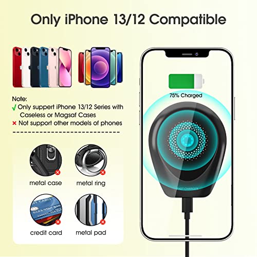 Magnetic Wireless Car Charger, 360° Rotation Adjustable Magnetic Phone Car Mount Compatible with Caseless or Magsaf Cases iPhone 14/13/12 Series, Air Vent Clip Car Charging Mount with Strong Magnet