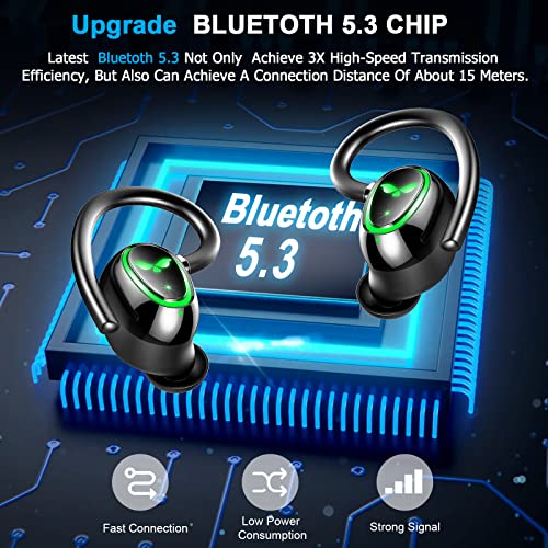 Wireless Earbud, Bluetooth 5.3 Headphones Sport Wireless Earphones in Ear Noise Cancelling Earbud with Dual Mic, Over Earhooks Ear Buds IP7 Waterproof 48H Deep Bass Headset for Running Gym USB-C[2022]