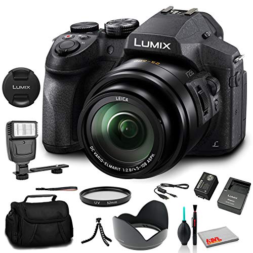 Panasonic Lumix DMC-FZ300 Digital Camera (DMC-FZ300K) - Bundle - with Digital Flash + Soft Bag + 12 Inch Flexible Tripod + Cleaning Set + 52mm UV Filter