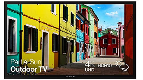 Furrion Aurora 43-inch Partial Sun Outdoor TV Weatherproof, 4K UHD HDR LED Outdoor Television with a Samsung HW-LST70T 3.0 Channel The Terrace Soundbar (2021)