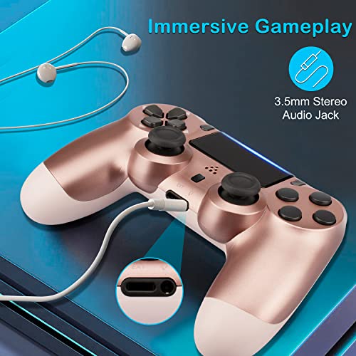 2 Pack Wireless Game Controller for PS4 Controller, ATISTAK Remotes Compatible with Playstation 4 Controller, Works with Gamepad/Mando/Joystick, Titanium Blue and Rose Gold, Cheap and New, 2022