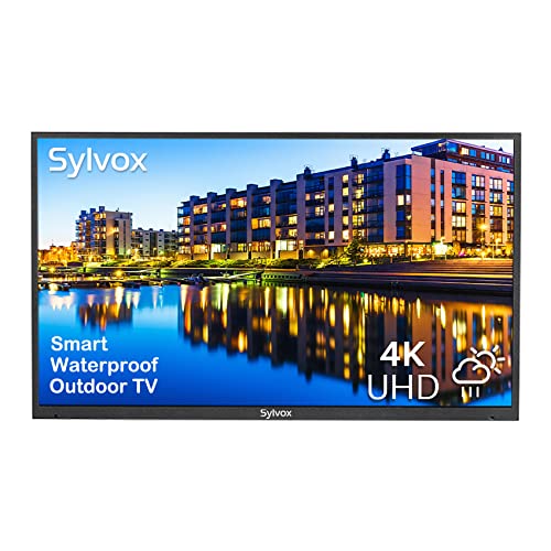 SYLVOX 55 Inch Outdoor TV, Waterproof 4K Smart TV, High Brightness,7x16(H) Commercial Grade, Supports Bluetooth & Wi-Fi, Suitable for Partial Sun(Deck Series 2022)