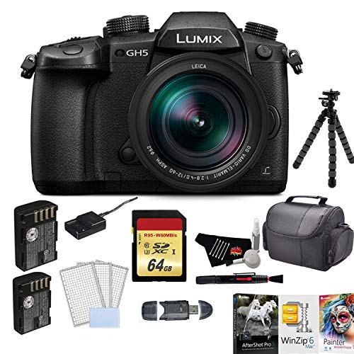 Panasonic Lumix DC-GH5 Mirrorless Micro Four Thirds Digital Camera with 12-60mm Lens Bundle with Battery + 64GB Memory Card + Corel Mac Software Kit and More8