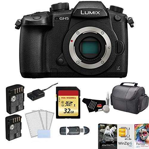 Panasonic Lumix DC-GH5 Mirrorless Micro Four Thirds Digital Camera (Body Only) Bundle with Battery + 32GB Memory Card + Corel Mac Software Kit and More