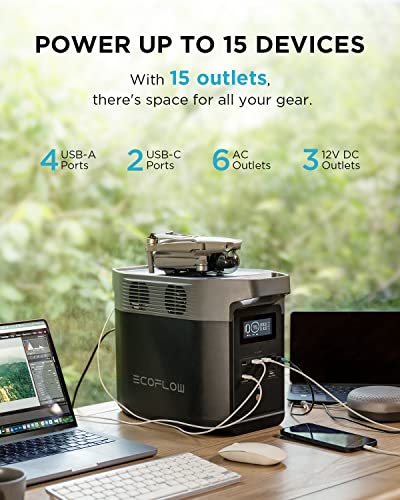 EF ECOFLOW Portable Power Station DELTA 2, 1024Wh LiFePO4 (LFP) Battery, Fast Charging, Solar Generator(Solar Panel Optional) for Home Backup Power, Camping & RVs