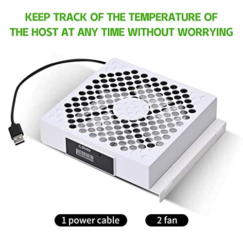 G-STORY Cooling Fan for Xbox Series S with Automatic Fan Speed Adjustable by Temperature, LED Display, High Performance Cooling, Low Noise, 3 Speed 1500/1750/2000RPM (140MM) with RGB LED