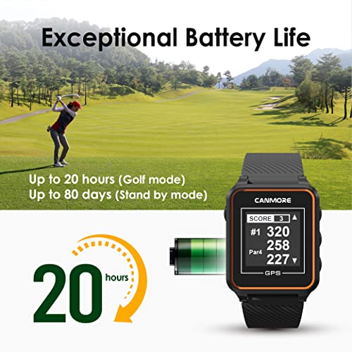 CANMORE TW356 Golf GPS Wearable Device for Men and Women, Free 40,000+ Preloaded Courses Update Worldwide, High Contrast LCD Display, Upgrade IC Chip, Lightweight Essential Accessory for Golfer, Black