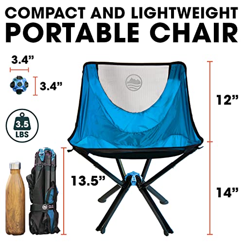 CLIQ Camping Chairs - Most Funded Camping Chair in Crowdfunding History. | Bottle Sized Compact Outdoor Chairs | Sets up in 5 Seconds | Supports 300lbs | Aircraft Grade Aluminum (Sky)