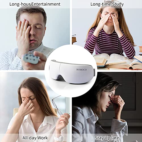 Eye Massager with Heat and Vibration, AI Intelligent Voice Control Bluetooth Music Rechargeable Eye Massage Mask for Relax and Reduce Eye Strain Dark Circles Dry Eye, Improve Sleep