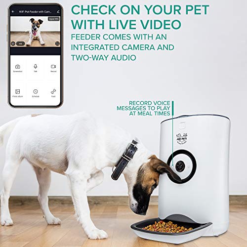 Arf Pets Smart Automatic Pet Feeder with Wi-Fi, HD Camera with Voice and Video Recording, Programmable Food Dispenser for Dogs & Cats with Easy App-Controlled, 29-Cup Capacity, for iPhone & Android