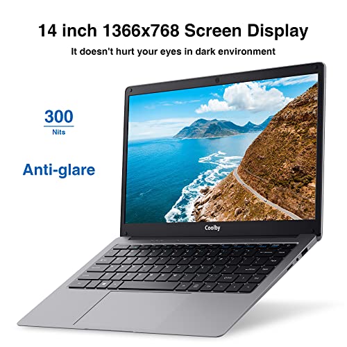 Coolby 2023 Windows 11 Laptop Computer, 14.1 inch Notebook PC with Intel J4005 Processor, 6GB DDR4 RAM / 256GB SSD, HD Display, WiFi, BT, Long -Lasting Battery for School, Business