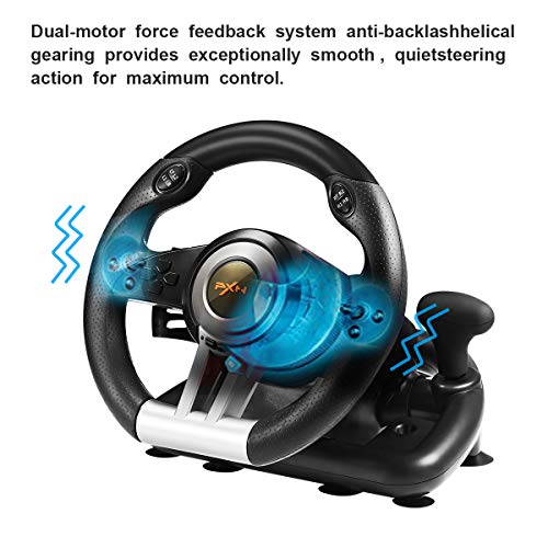 Xbox Steering Wheel - PXN V3II 180° Gaming Racing Wheel Driving Wheel, with Linear Pedals and Racing Paddles for Xbox Series X|S, PC, PS4, Xbox One, Nintendo Switch - Black