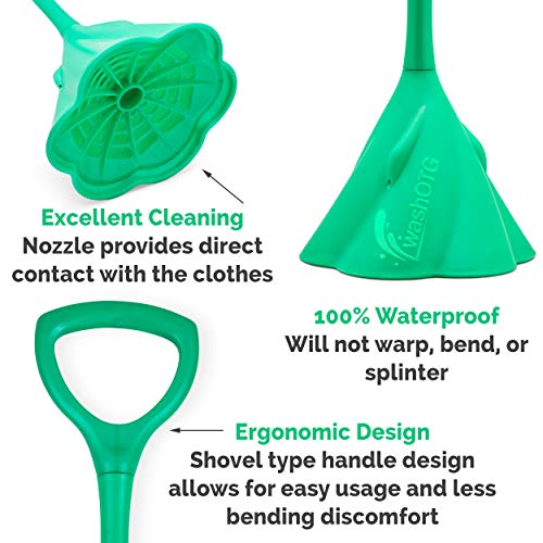 washOTG Portable Washing Machine – Durable & Waterproof Clothes Washing Wand – Mobile Clothes Washer that’s Perfect for Washing Clothes while Camping, Hiking, Traveling – Green Mobile Hand Washer