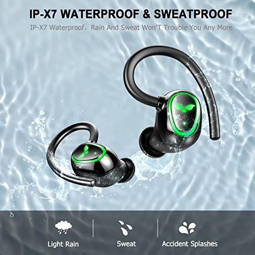 Wireless Earbud, Bluetooth 5.3 Headphones Sport Wireless Earphones in Ear Noise Cancelling Earbud with Dual Mic, Over Earhooks Ear Buds IP7 Waterproof 48H Deep Bass Headset for Running Gym USB-C[2022]