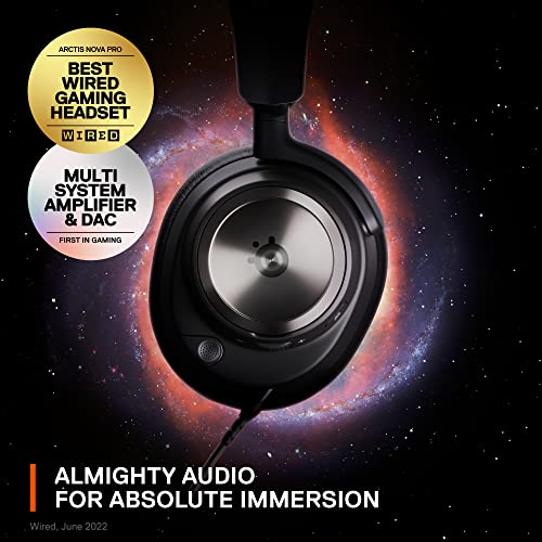 SteelSeries Arctis Nova Pro Multi-System Gaming Headset - Premium Hi-Fi Drivers - Hi-Res Audio - 360° Spatial Audio - GameDAC Gen 2 - ESS Sabre Quad-DAC - ClearCast Gen 2 Mic - PC, PS5, PS4, Switch