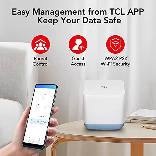 TCL Mesh Wi-Fi System, Gigabit Wifi Mesh Network Cover up to 100 Devices, Replaces WiFi Router and Extender, Whole-Home 4,500 Sq. ft. Coverage, Seamless High-Performance Wireless WiFi Booster (3 Pack)