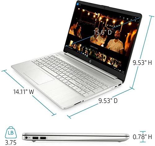 HP 15.6 inch Full HD Laptop, AMD 6-Cores Ryzen 5-5500, AMD Radeon Graphics, HP Fast Charge, Webcam, Thin&Portable, Windows 10 Home, Natural Silver (16GB|512GB Pcle SSD, R5-5500)