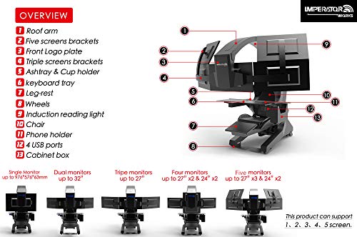 IW-320 Imperator Works Brand Gaming Chair with Massage Genuine Leather Computer Chair for Office and Home for Triple Monitors