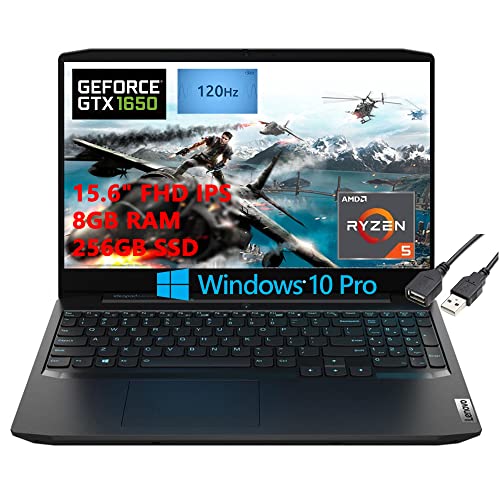 Lenovo IdeaPad Gaming 3 15 Laptop 15.6" FHD IPS 120Hz AMD Hexa-Core Ryzen 5 4600H (Beats i7-8750H) 8GB RAM 256GB SSD GeForce GTX 1650 4GB Backlit USB-C Dolby Win10Pro Black + USB Extension