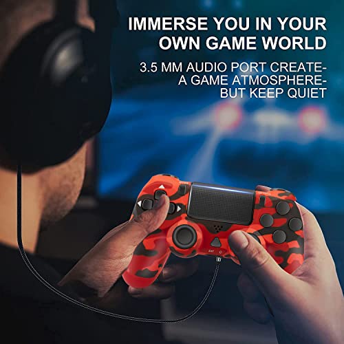 OUBANG Remote Work with PS4 Controller, Red Camo Gamepad Compatible with Playstation 4 Controllers, Wireless Game Control for PS4 Controller Pro, Pa4 Controller for Playstation 4 Slim Camouflage Gift