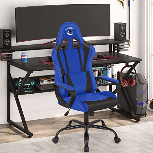 PC Gaming Chair Ergonomic Office Chair Desk Chair PU Leather Computer Chair High Back Racing Chair with Lumbar Support Armrest for Home Office (Black, Van)