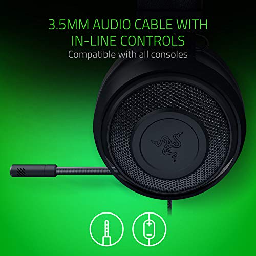 Razer Kraken Gaming Headset: Lightweight Aluminum Frame - Retractable Noise Isolating Microphone - For PC, PS4, PS5, Switch, Xbox One, Xbox Series X & S, Mobile - 3.5 mm Headphone Jack - Classic Black